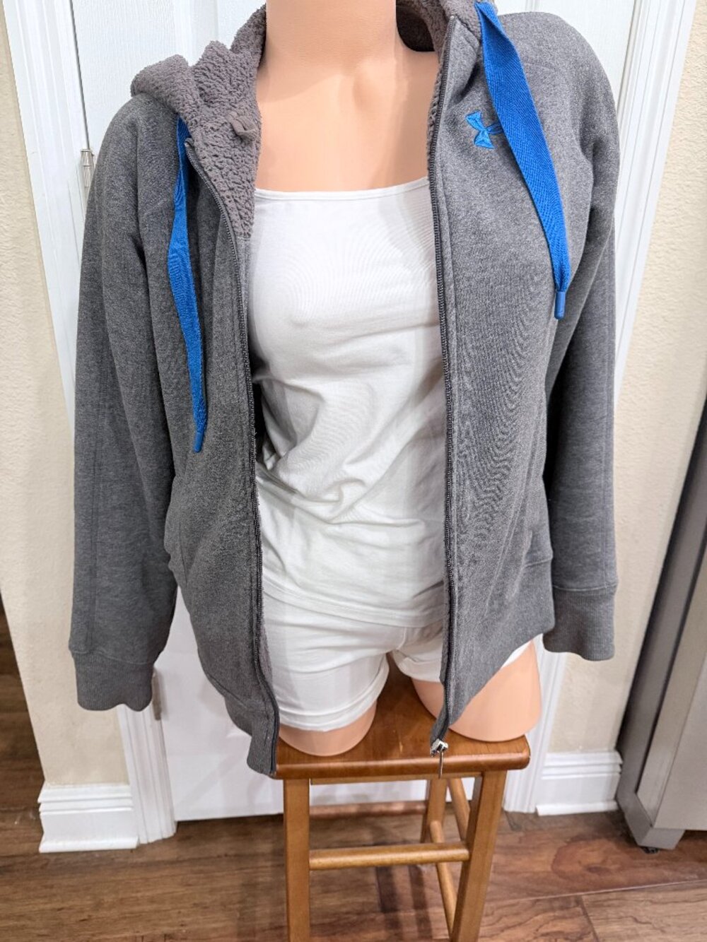 Under Armour UA Storm Sherpa Lined Hoodie Jacket Gray Blue Full Zip Women’s S